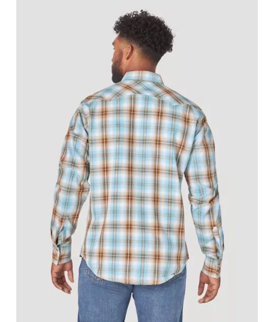 Men's Wrangler Retro® Long Sleeve Sawtooth Snap Pocket Western Shirt In Teal