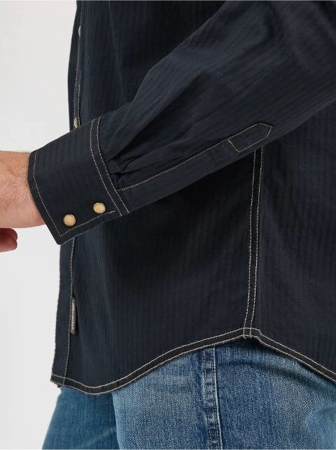 Wrangler Men's Wrangler Retro Long Sleeve Western Snap Solid Dobby Shirt