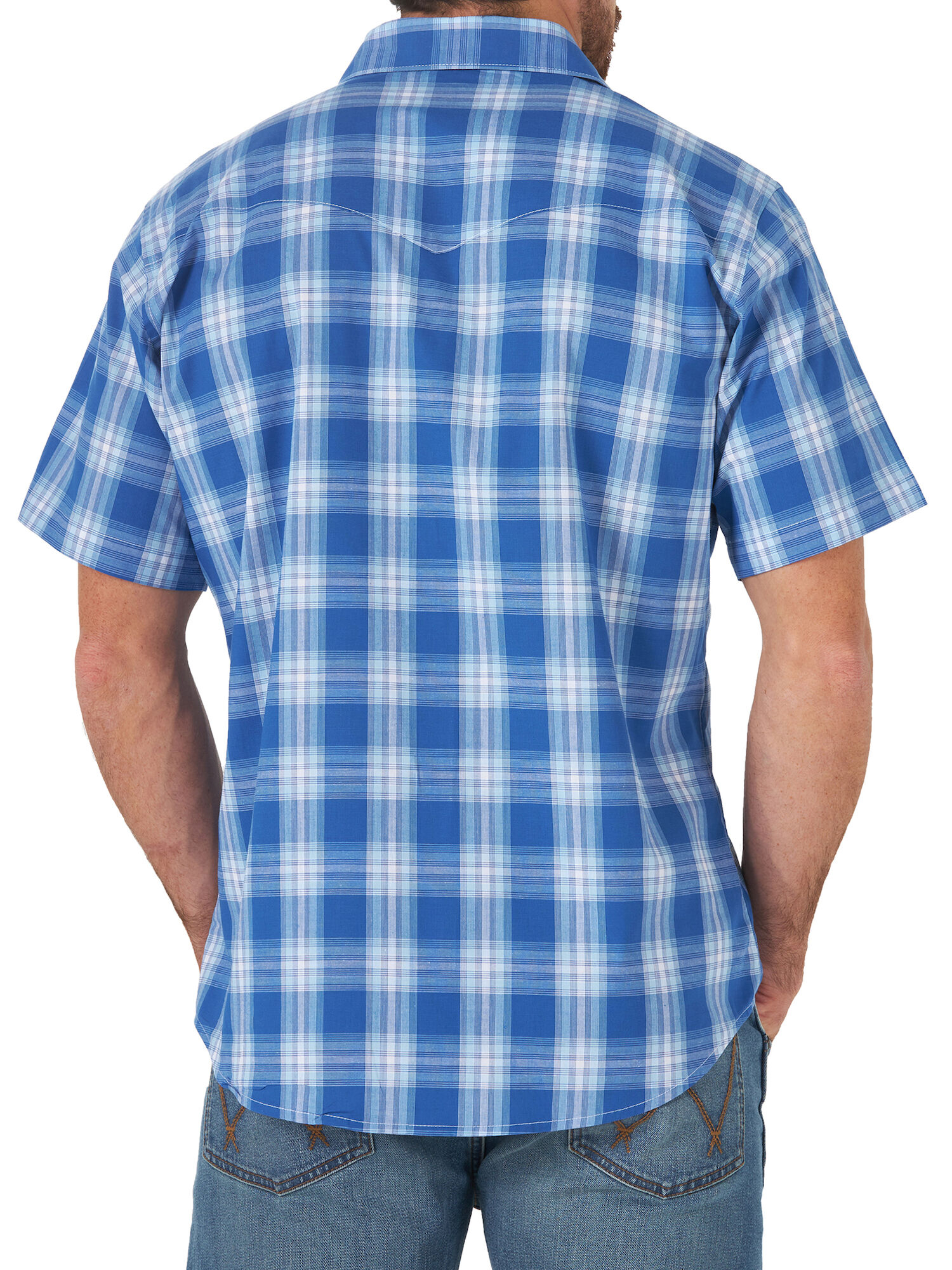 Wrangler Men's Wrinkle Resist Short Sleeve Western Snap Plaid Shirt