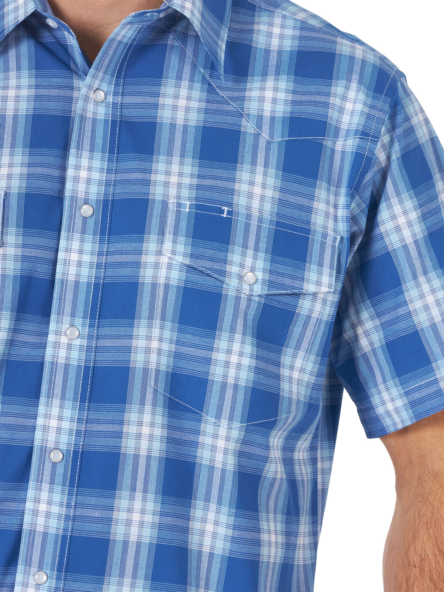 Wrangler Men's Wrinkle Resist Short Sleeve Western Snap Plaid Shirt