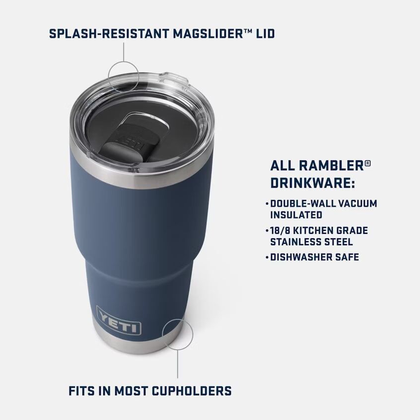 Yeti Black Rambler Tumbler With Magslider, 30-Oz