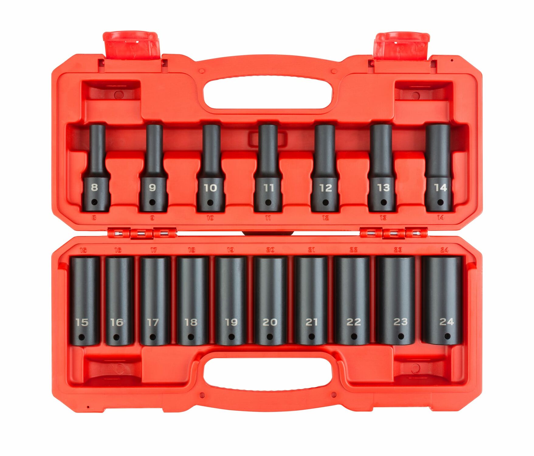 1/2-In Drive Deep 6-Point Impact Metric Socket Set, 17-Pc