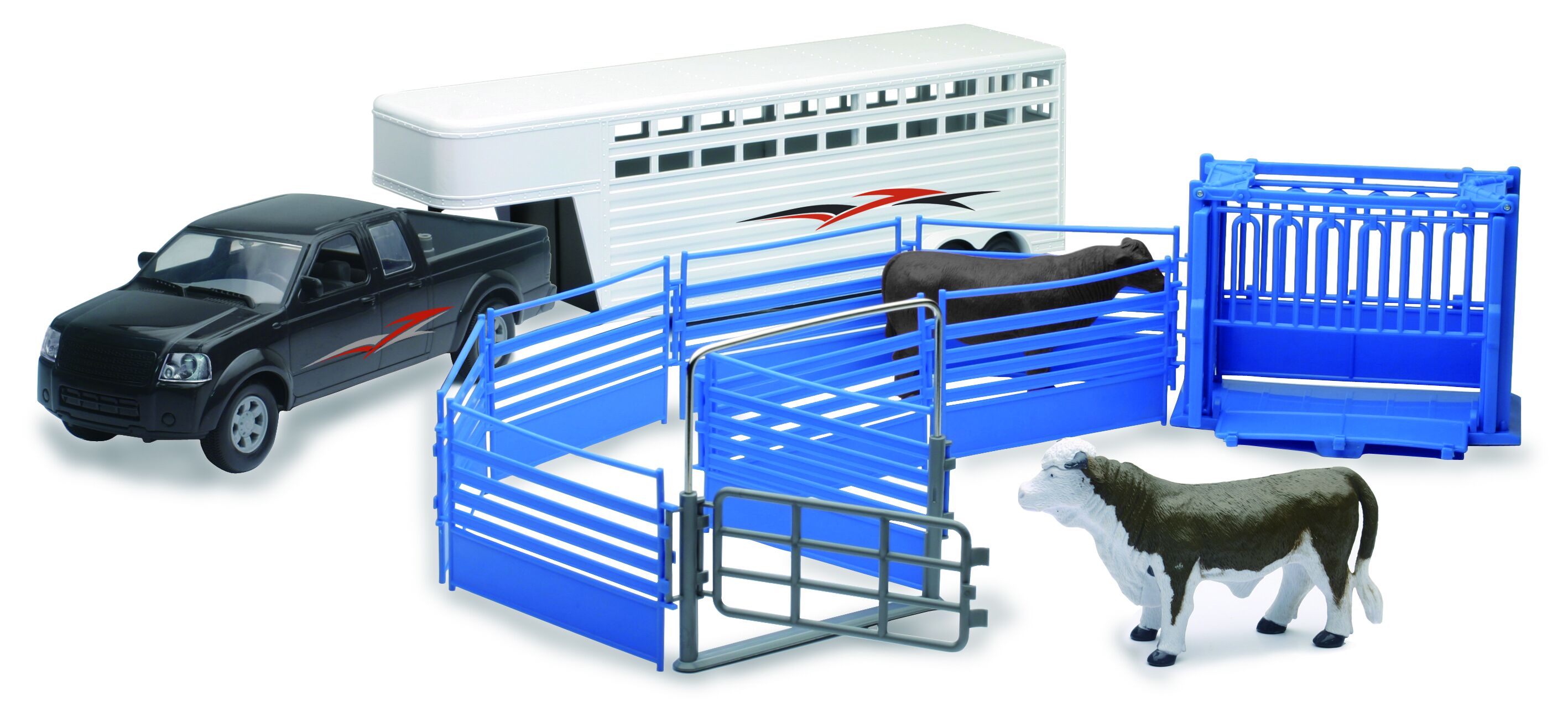 Pick-Up Truck with Cattle Trailer