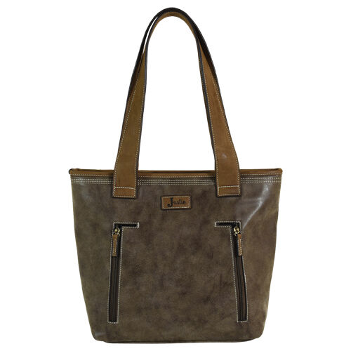 Women's Saddle Bag with Weathered Tooling in Tonal Brown