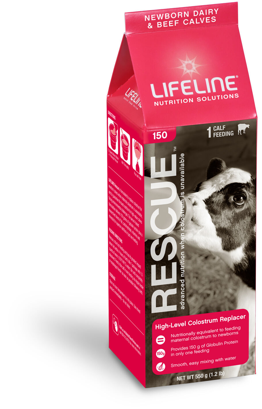 LIFELINE Rescue 150-G High-Level Colostrum Replacer for Dairy & Beef Calves, 1.2-Lbs