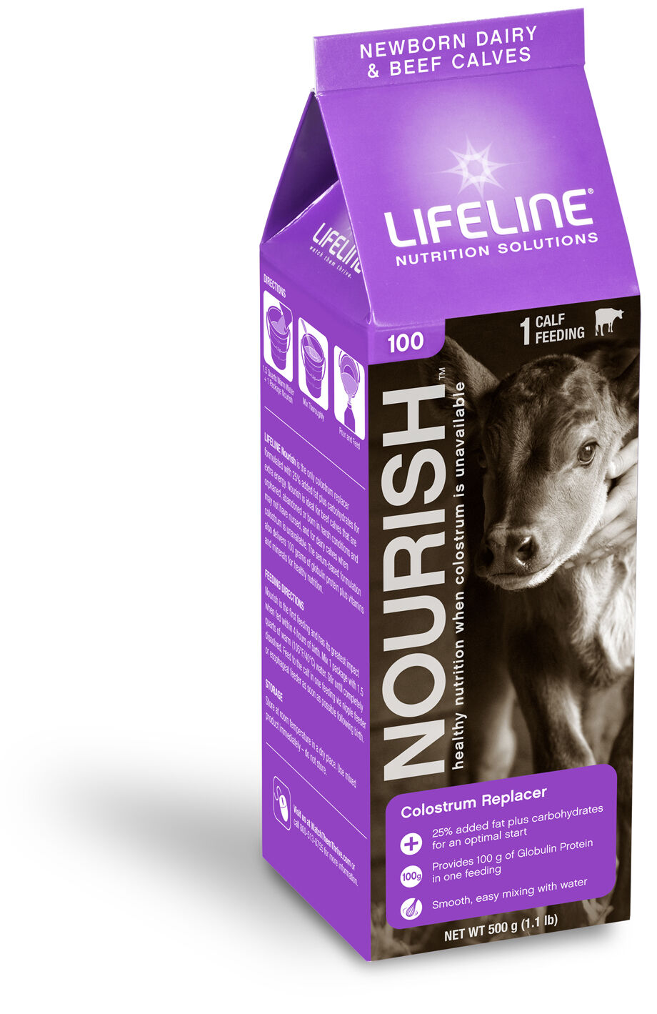 LIFELINE Nourish 100-G Colostrum Replacer for Dairy & Beef Calves, 1.1-Lb