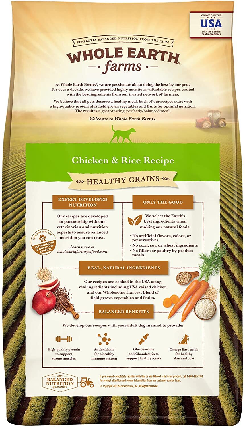 Whole Earth Farms Healthy Grains Chicken & Rice Recipe Adult Dry Dog Food, 37-Lb