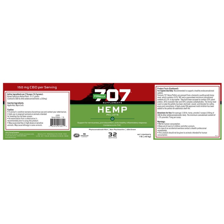 Formula 707 Equine Hemp Pellets, 1-Lb